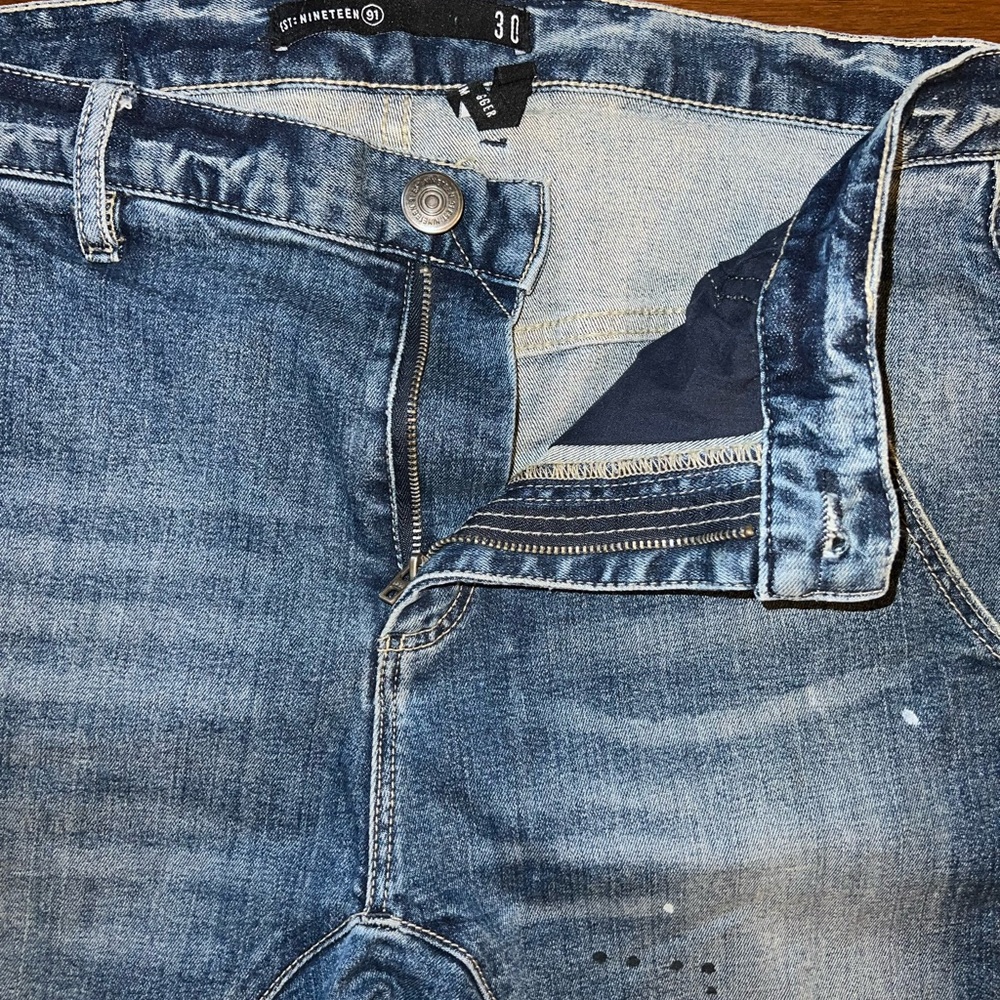 Men's Cotton On Distressed Slim Denim Joggers - Picture 6 of 11